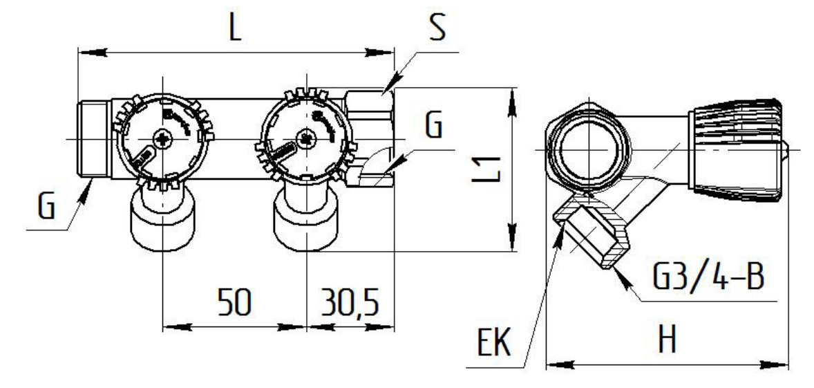 Схематичное изображение коллектора 9039 Aquasfera под евроконус