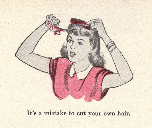 Картинка для привлечения внимания к опасным последствиям стрижки чёлки в домашних условиях 