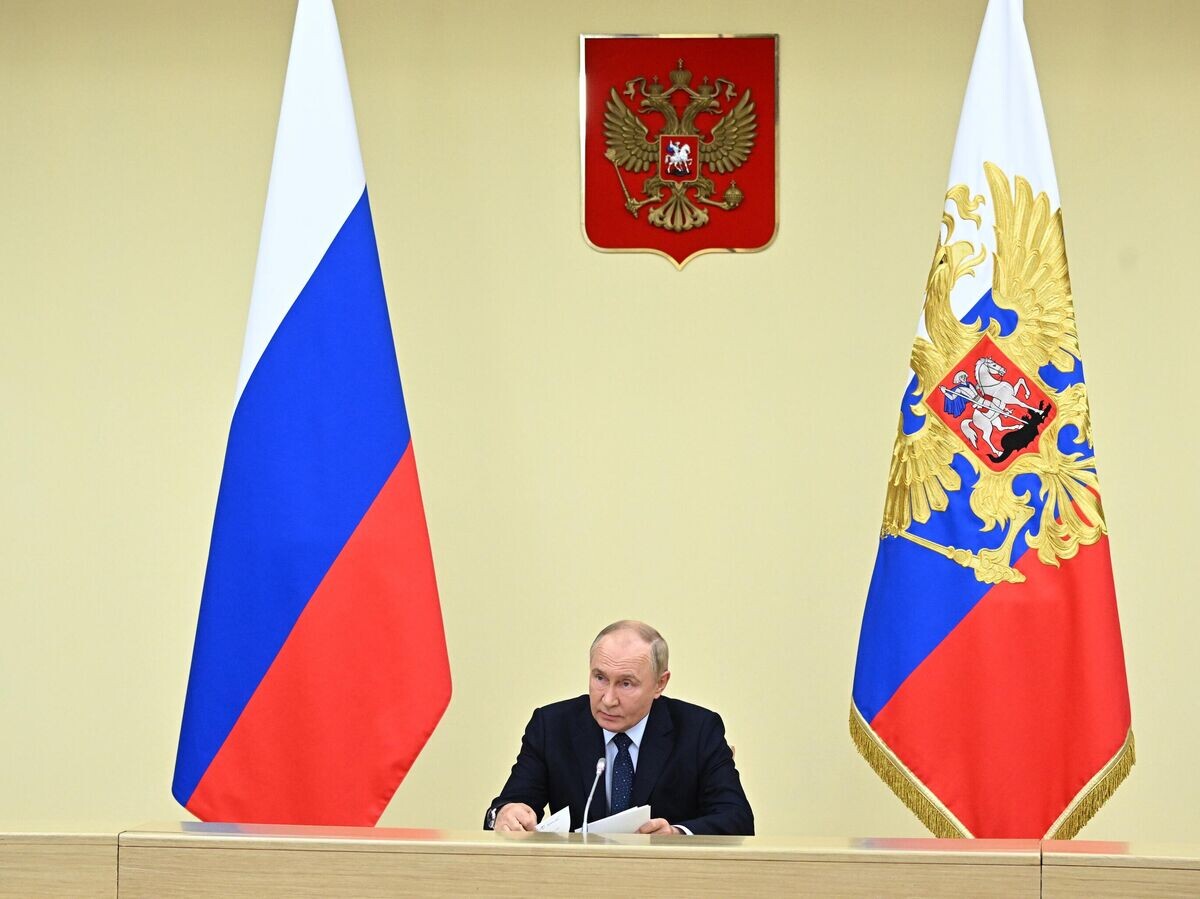    Президент РФ Владимир Путин проводит совещание с членами правительства РФ© РИА Новости / Сергей Бобылев