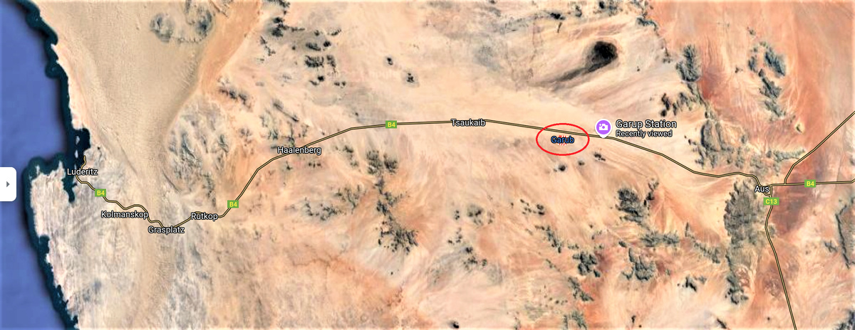 Гаруб на карте Намибии