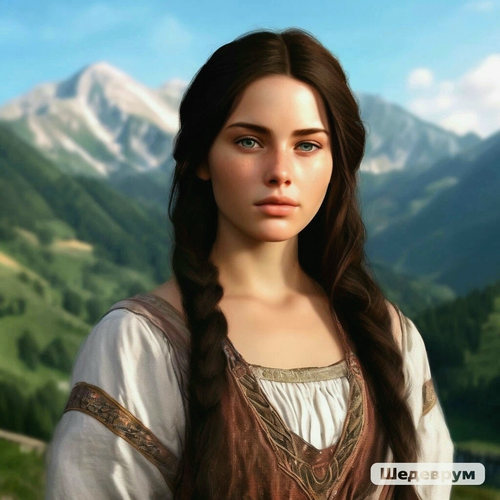 Крестьянка Альмира, приблизительный образ (нейросеть)