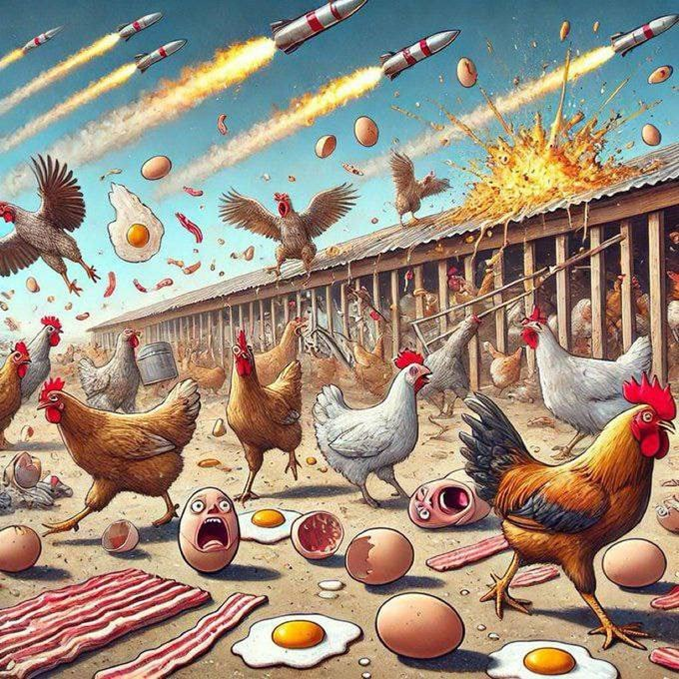 Ливанская карикатура, высмеивающая «Куриную войну»