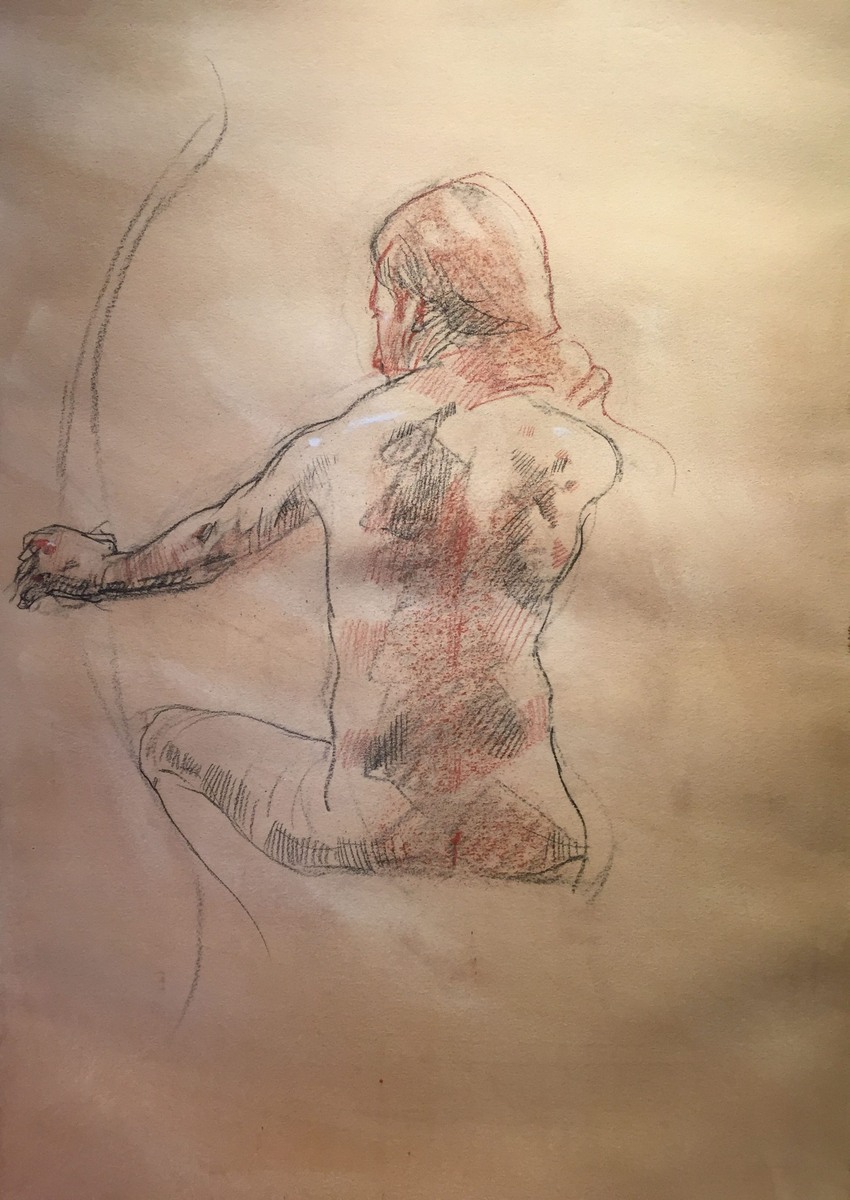 Sherrie McGraw. Asha With a Longbow. 21.5” x 14.5” 