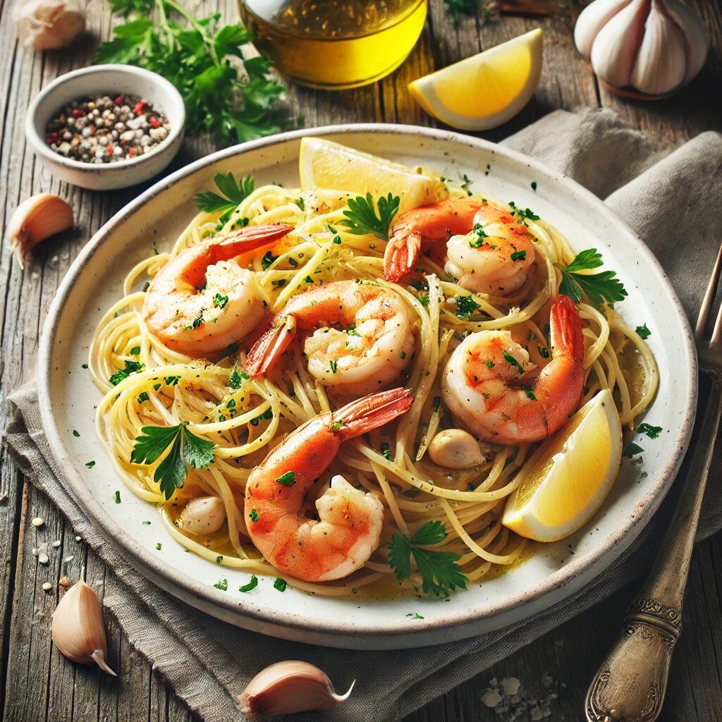 Спагетти с чесноком и креветками – вкусный ужин за 20 минут