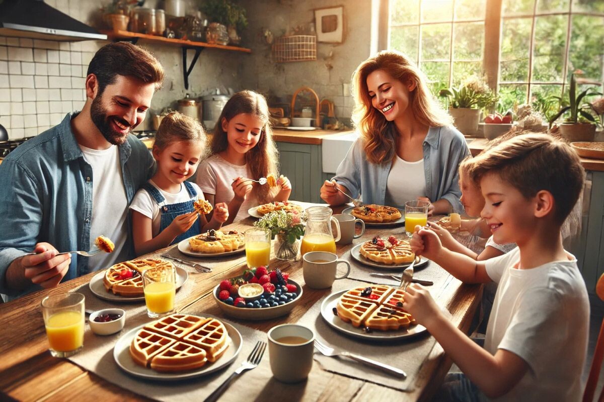 Вафли с ягодами — вкусный и сытный завтрак. Источник: нейросеть📷
