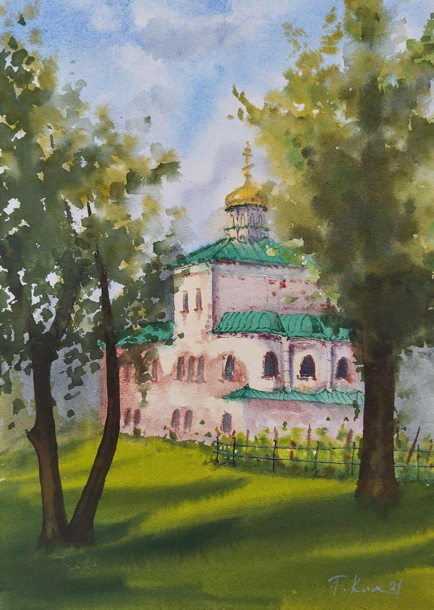 Ким Раксана Архиерейское подворье бумага акварель 42-30 см