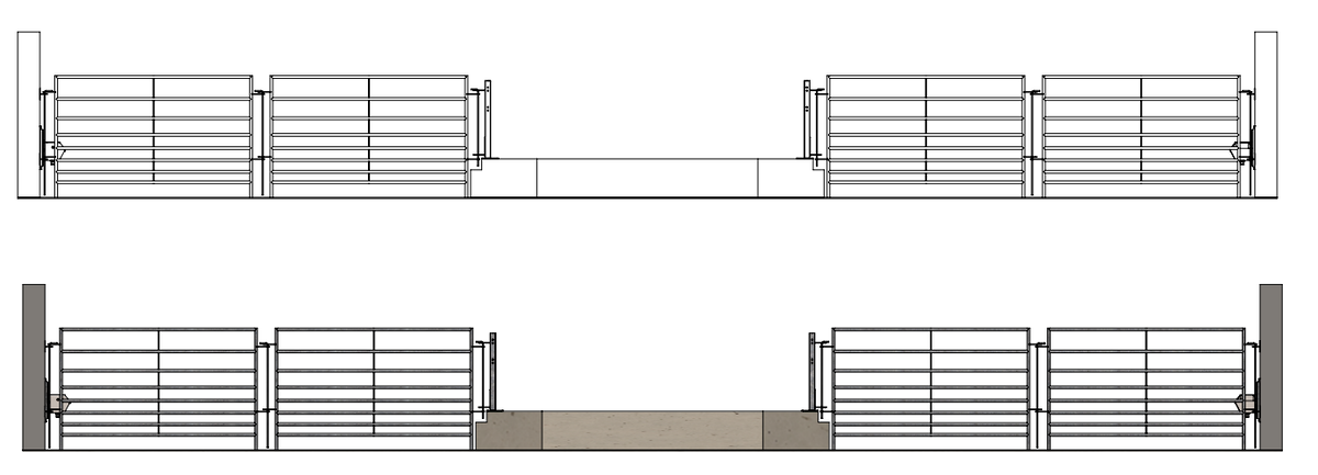 Классический вариант кормового стола для овец и коз с поперечными ограждениями