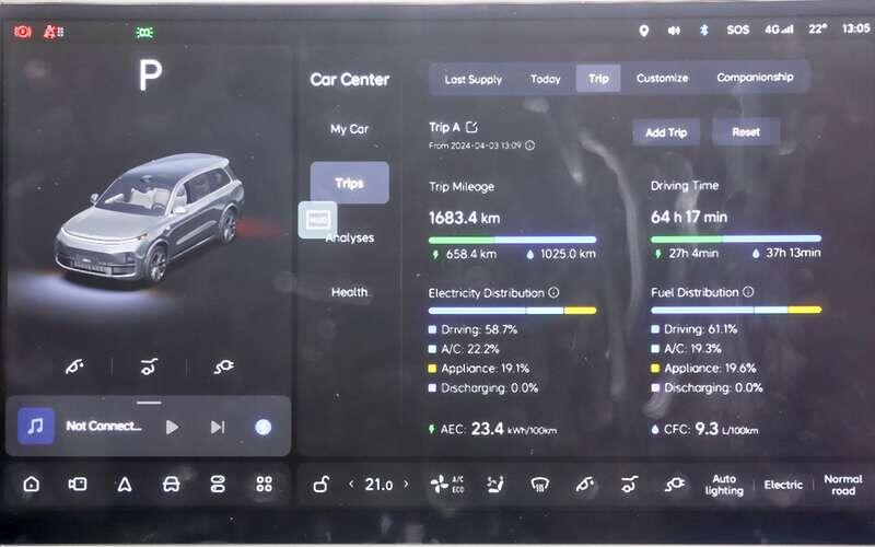    На электротяге L9 способен пройти больше 200 километров. Общий запас с учетом полного бензобака приближается к тысяче верст.