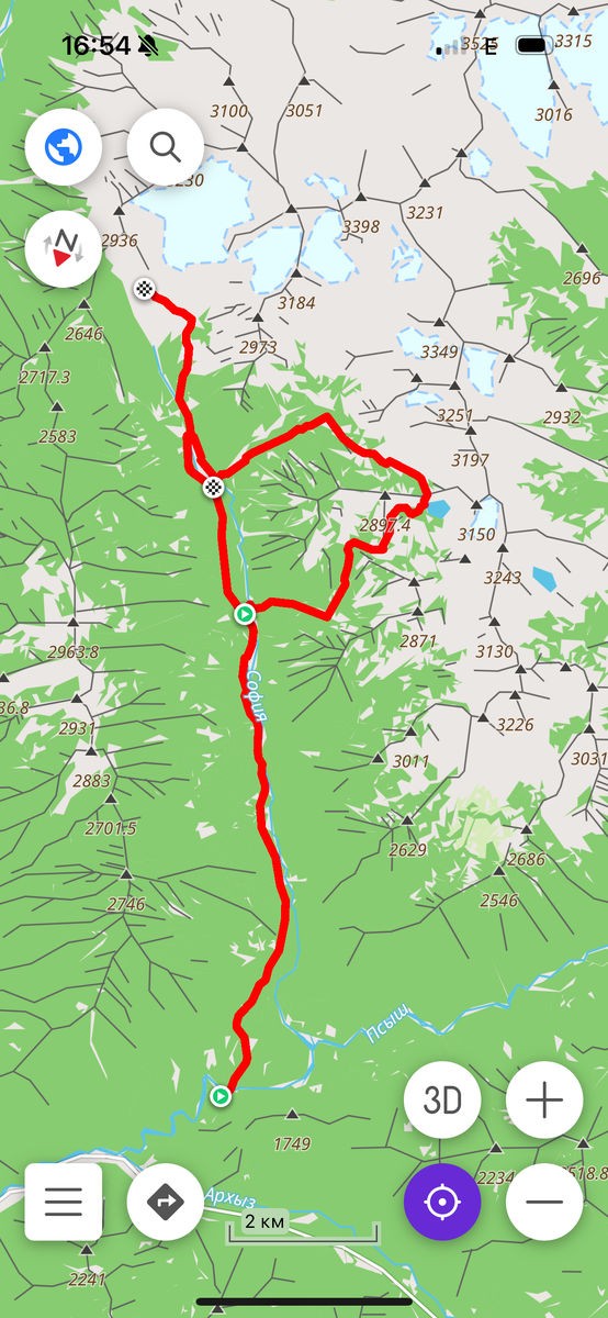 Маршрут из двух частей, можно закольцевать 