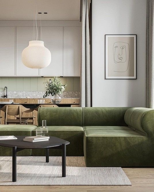 Пример выбора цветового решения в стиле контемпорари 