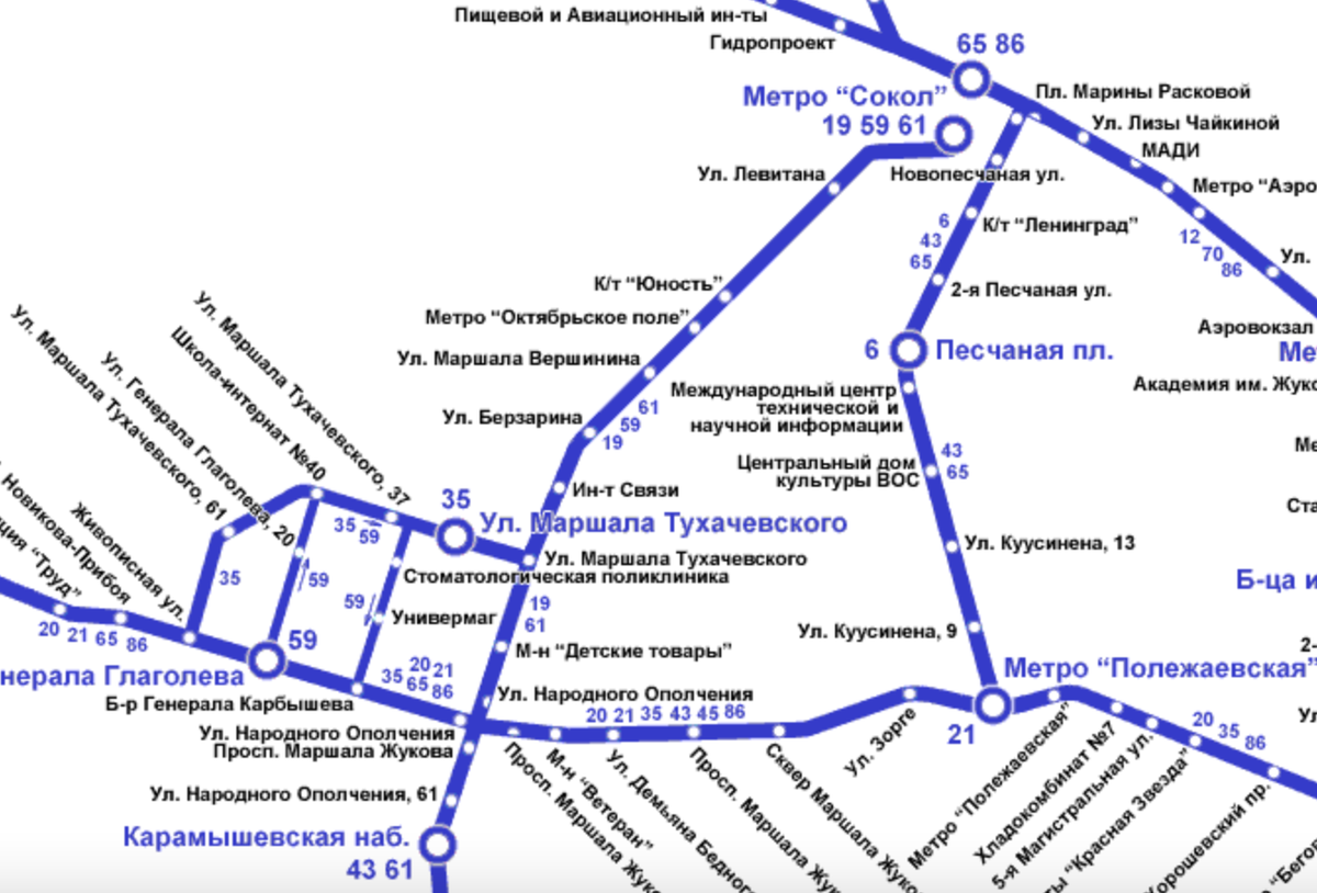 Чтобы было понятнее: это схема движения троллейбуса №59 в 2004 году. Отсюда: https://trolley.ruz.net