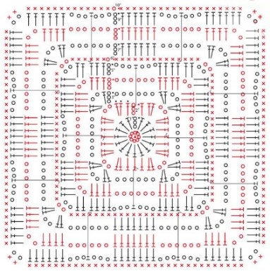 Чехол на табурет крючком квадратный схема
