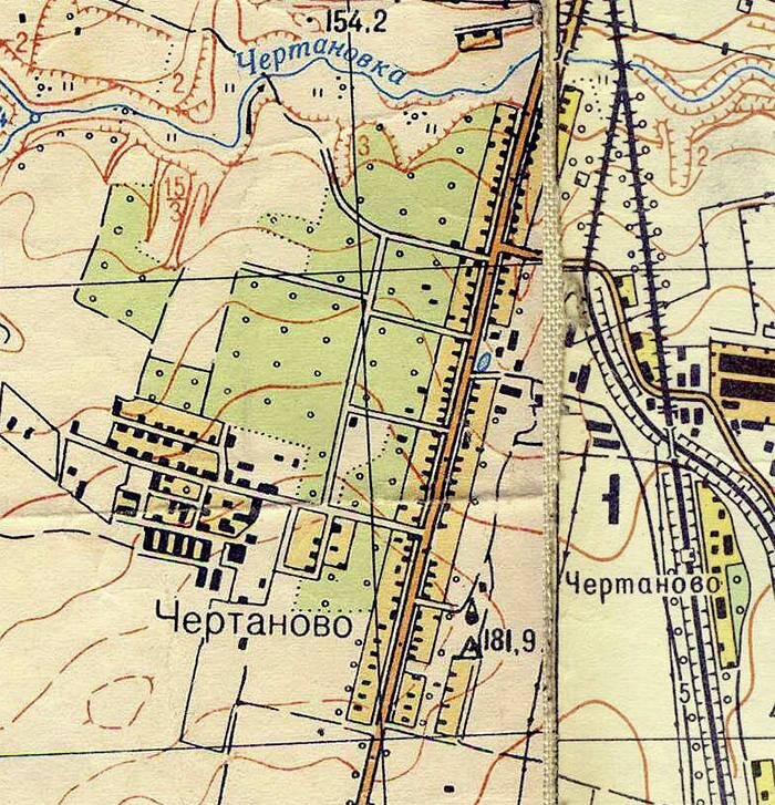 Деревня Чертаново на карте 1968 года