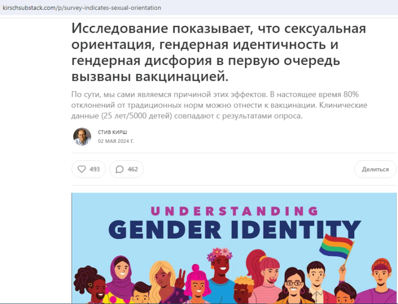   Современные исследователи нашли прямую связь между вакцинацией и сксуальными извращениями. Скрин с сайта kirschsubstack.com