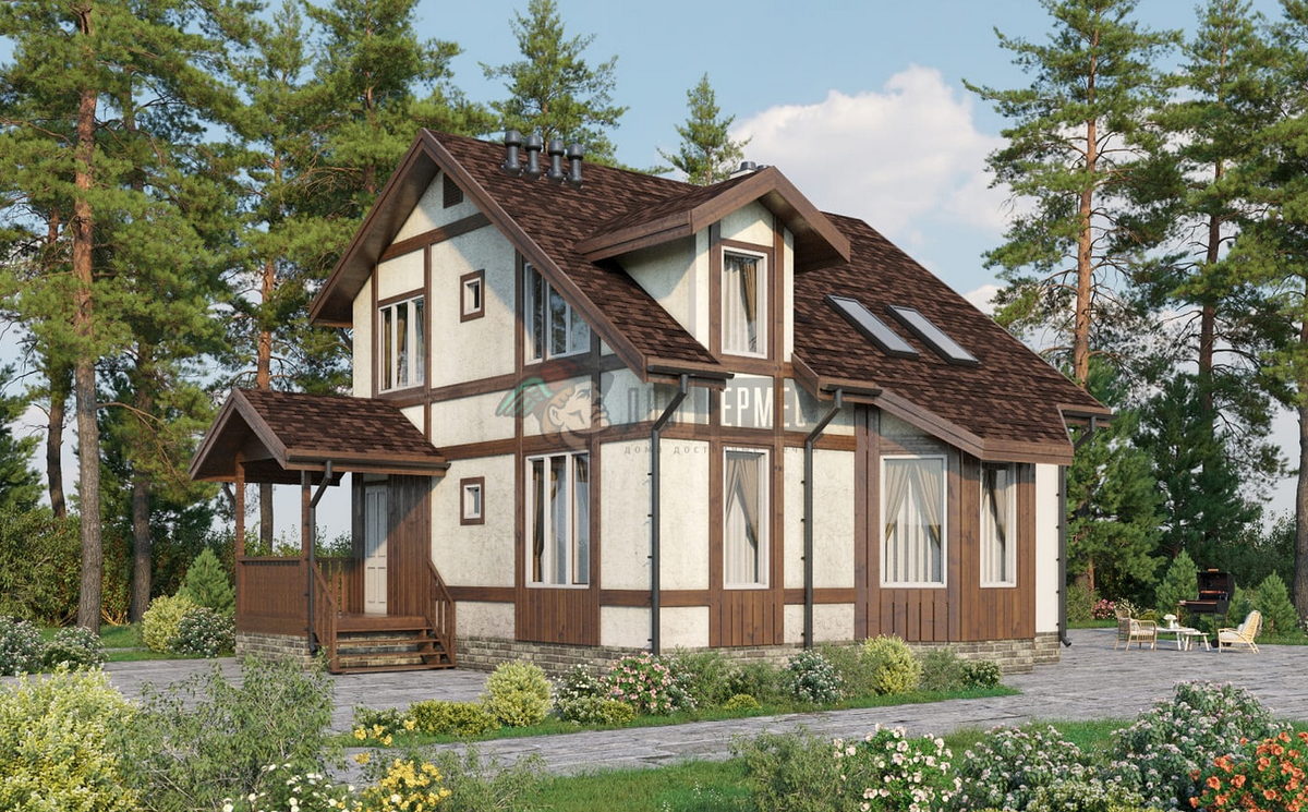 Дом с мансардой. Типовой проект СК «Дом Гермес» Фламинго 1