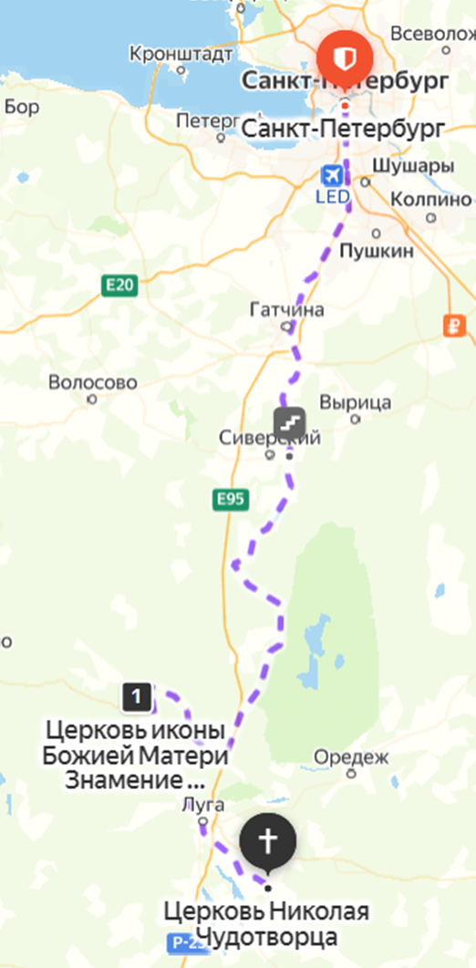 Приблизительно таков маршрут от красногорского храма до церкви Николая