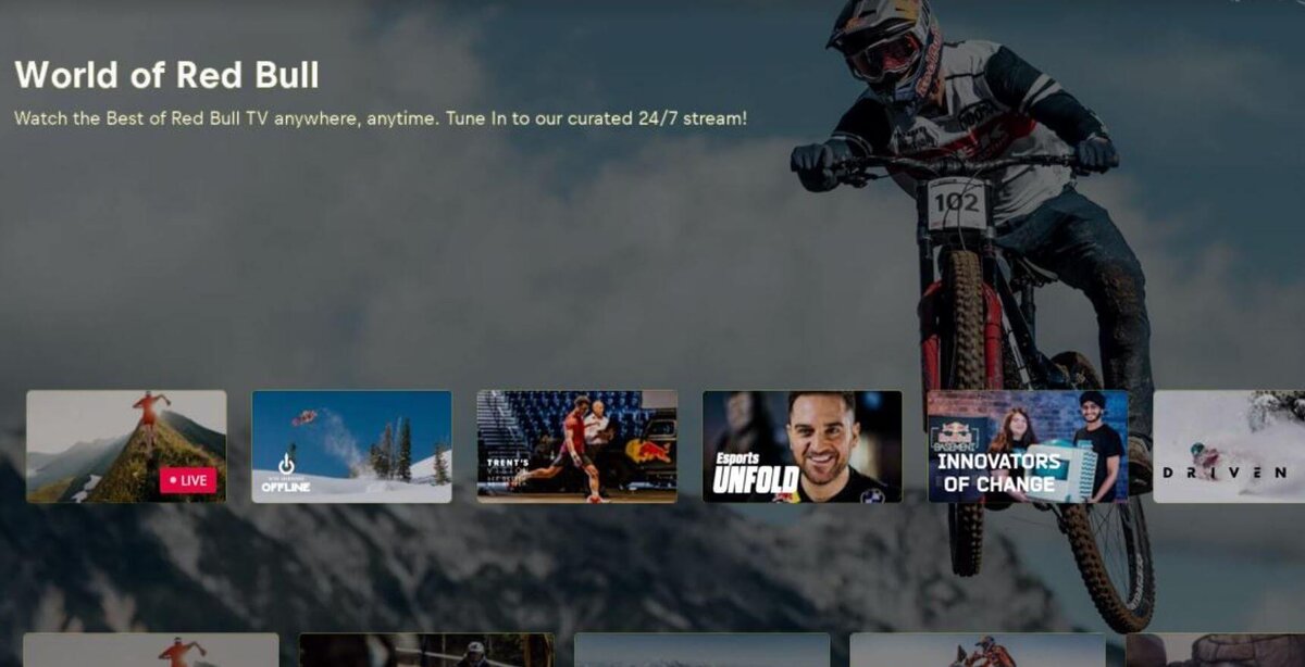    Red Bull TV можно просто включить фоном, чтобы на телеке была красивая картинка