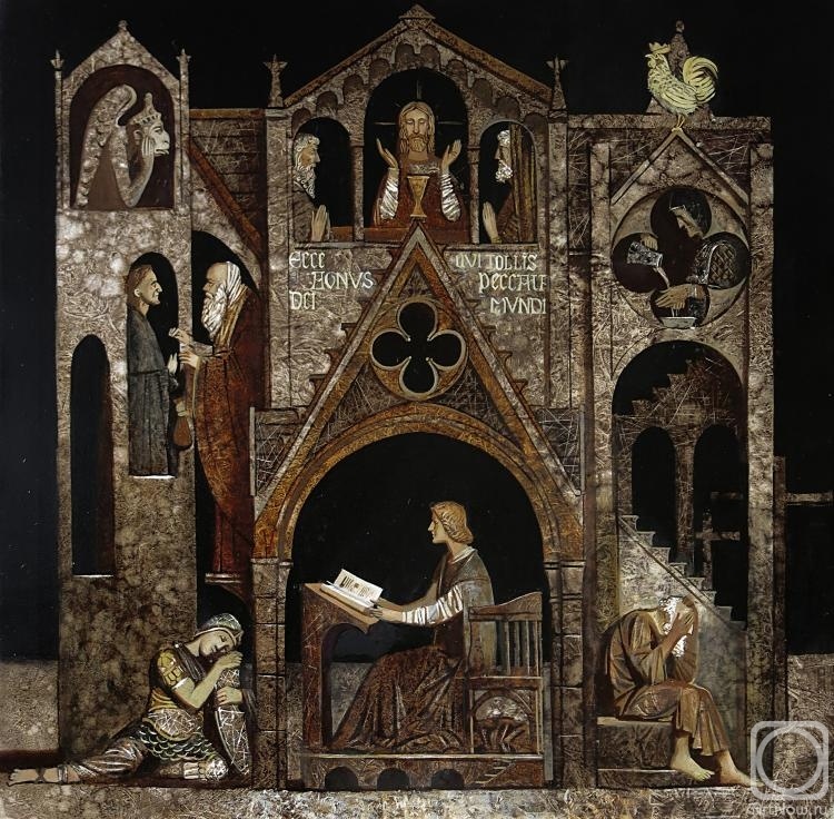 Правая часть триптиха "Музыка старых соборов" - дипломная картина Ивана. Темой  картины стала музыка И.С. Баха. Художнику было интересно отразить мир музыкального произведения изобразительными средствами. Масло, Холст, 110 x 65 см