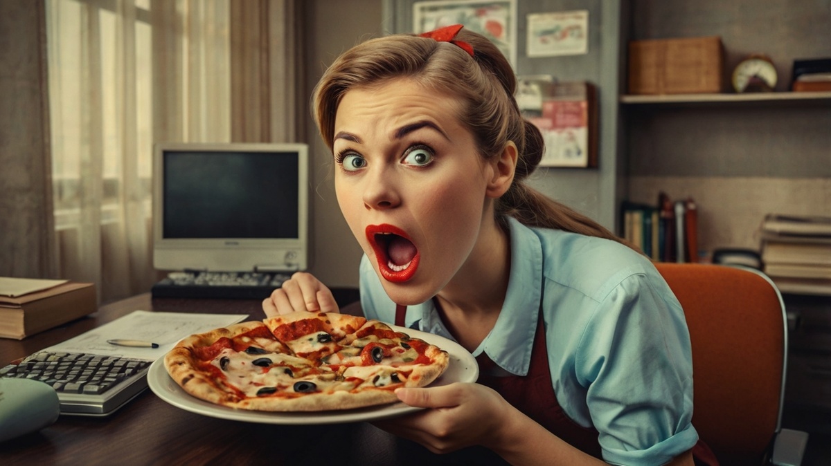 Не правильное питание в офисе. Источник фото - генеративные модели (нейросети)