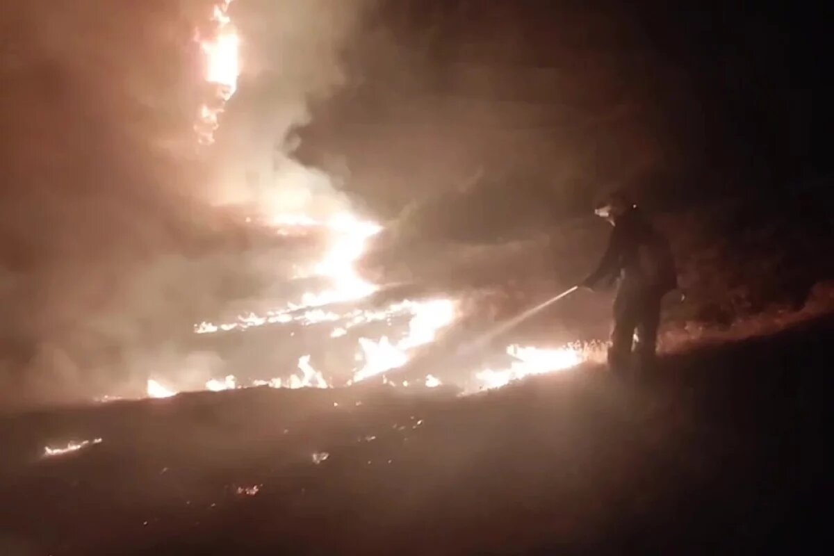    В борьбе с пожарами сотрудника МЧС помогают волонтёры.