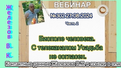 Железов Валерий.  Вебинар 302.  ч. 2.  Биополе человека.  С телеканалом Усадьба не согласен.