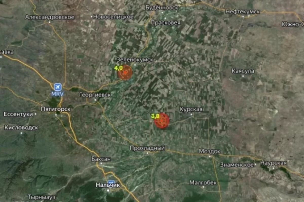    Землетрясение магнитудой 3,8 зафиксировали в 65 км от Нальчика