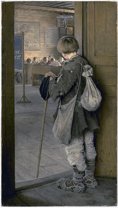 У дверей школы, 1897. Государственный Русский музей, Санкт-Петербург