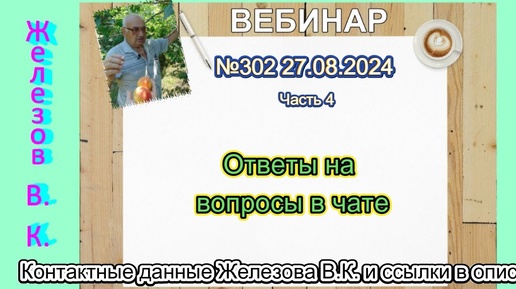 Железов Валерий.  Вебинар 302.  ч. 4.  Ответы на вопросы в чате.