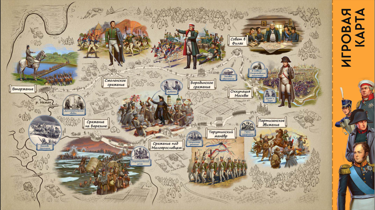 Игровая карта "Отечественная война 1812, Бородино".