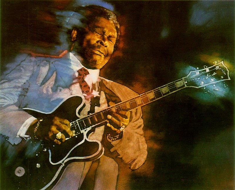 Майкл Дудаш. "BB KING" Масло на холсте  - 30" (в) x 38" (ш). Опубликовано ограниченным тиражом издательством Triad Publishing;