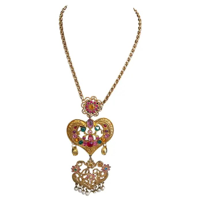 Колье Christian Lacroix Paris из цветного стекла. Винтажное колье середины 1990-х годов.