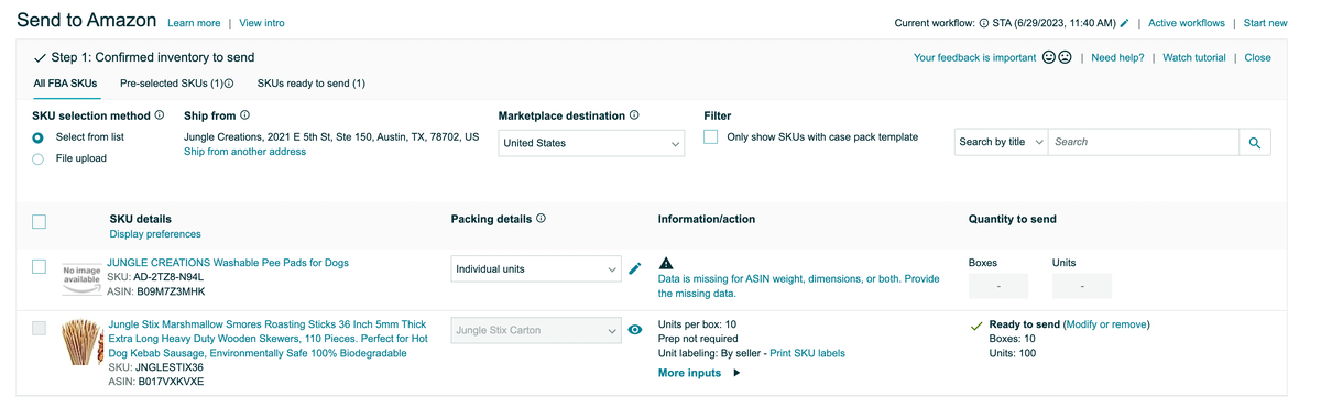 Процесс создания шипмента в Seller Central