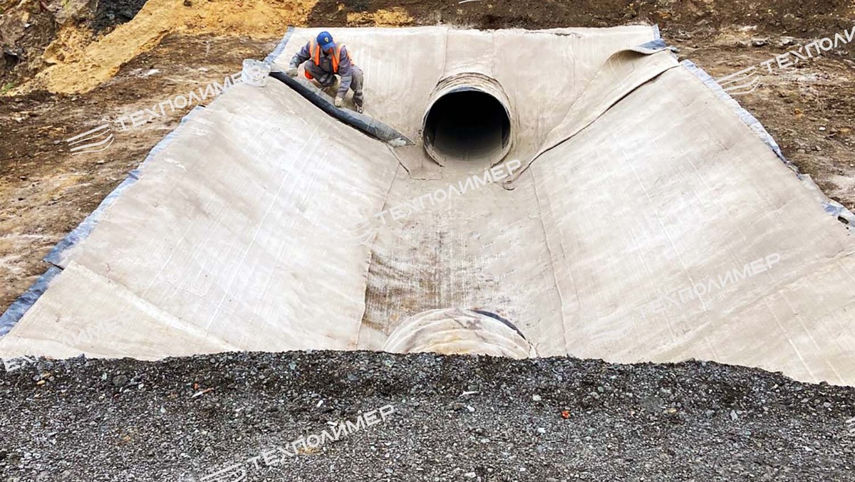 Укрепление откосов водоотводных труб Бетонным полотном