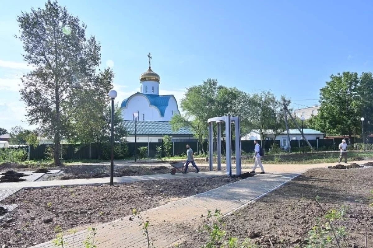    Завершается благоустройство сквера у храма Матроны Московской в Хабаровске