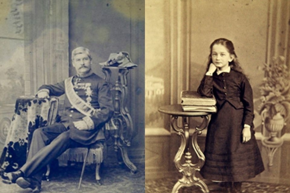    Петр Алабин и дочка Александра. Фото из архива областного краеведческого музея им. П. В. Алабина.