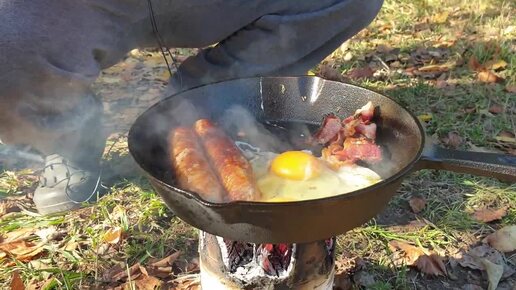 Английский завтрак на финской свече. English breakfast recipe