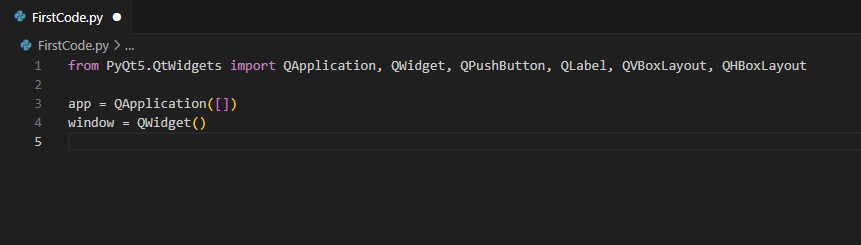 app = QApplication([]) window = QWidget()