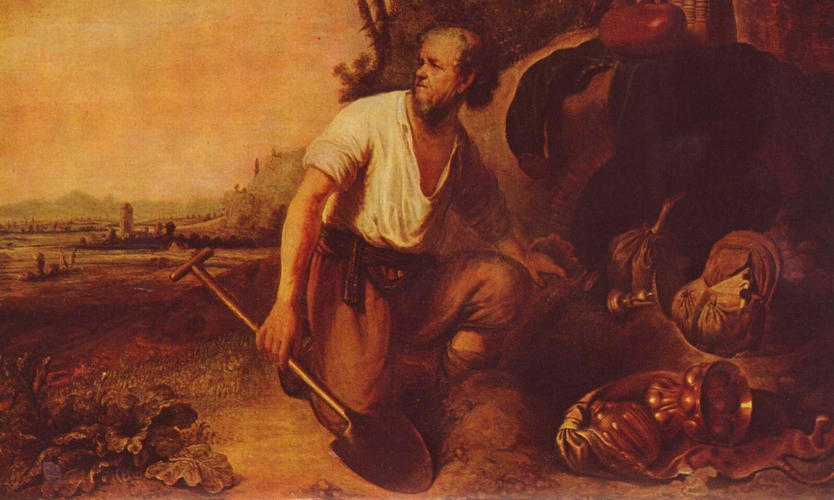 Притча о зарывшем сокровища. Харменс ван Рейн Рембрандт. Вторая треть 17 века