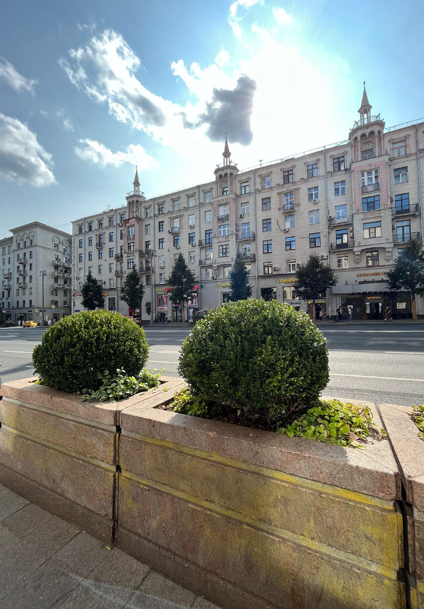 Жилые дома, ухоженные "кустики"