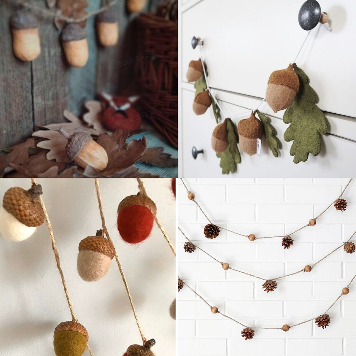 Гирлянда из фетра, шишек, бусин. Всё, что есть под рукой) 