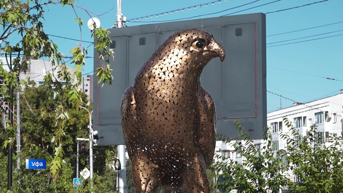    Сапсан на крыше Уралсиба: новый арт-объект появился в сердце Уфы