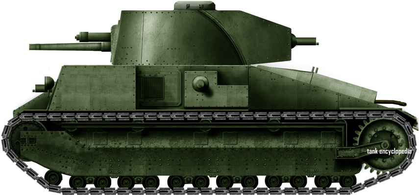 Схематический рисунок танка Medium D. Изображение с сайта tanks-encyclopedia.com.