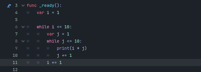 Синтаксис цикла "while" GDScript