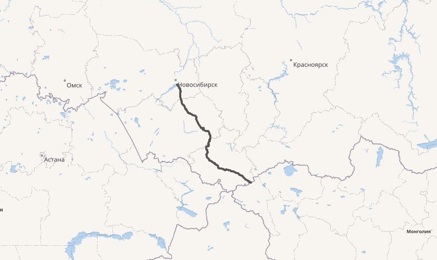 © OpenStreetMap / openstreetmap.org / CC BY-SA 2.0 (Р-256 «Чуйский тракт» Новосибирск – Бийск – Горно-Алтайск – государственная граница с Монголией)