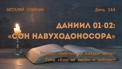 День 244. Даниил 01-02: Сон Навуходоносора | Библия на каждый день | Благая весть в Библии | Виталий Олийник