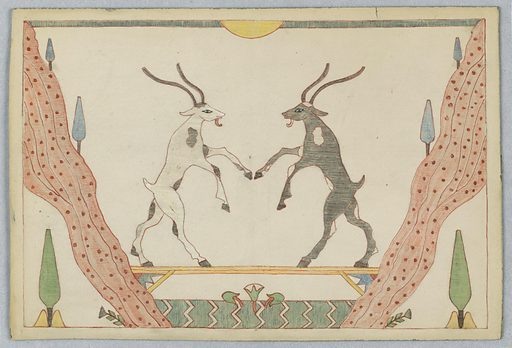 Иллюстрация Виктора Уилбура к басне Эзопа "Два козла". 1910-е годы, Смитсоновский музей дизайна Купер Хьюитт, Нью-Йорк, США.