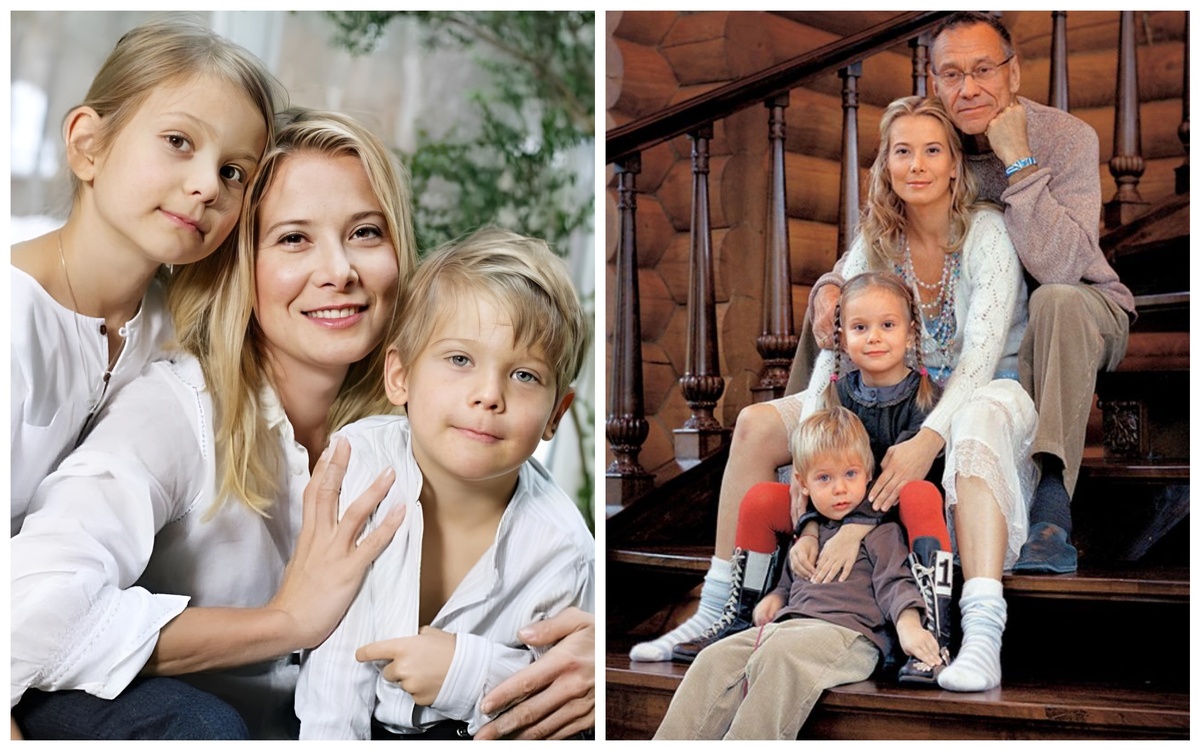 Юлия Высоцкая с мужем Андреем Кончаловским и детьми