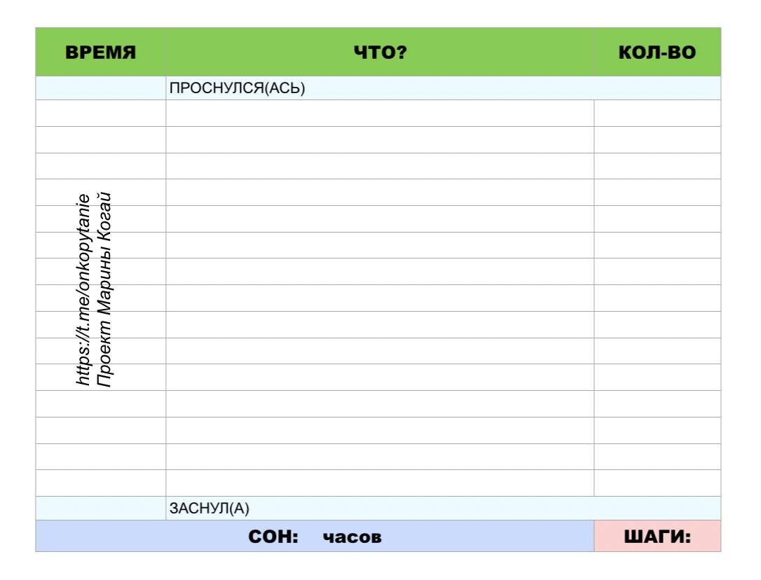Какие данные должны быть в дневнике