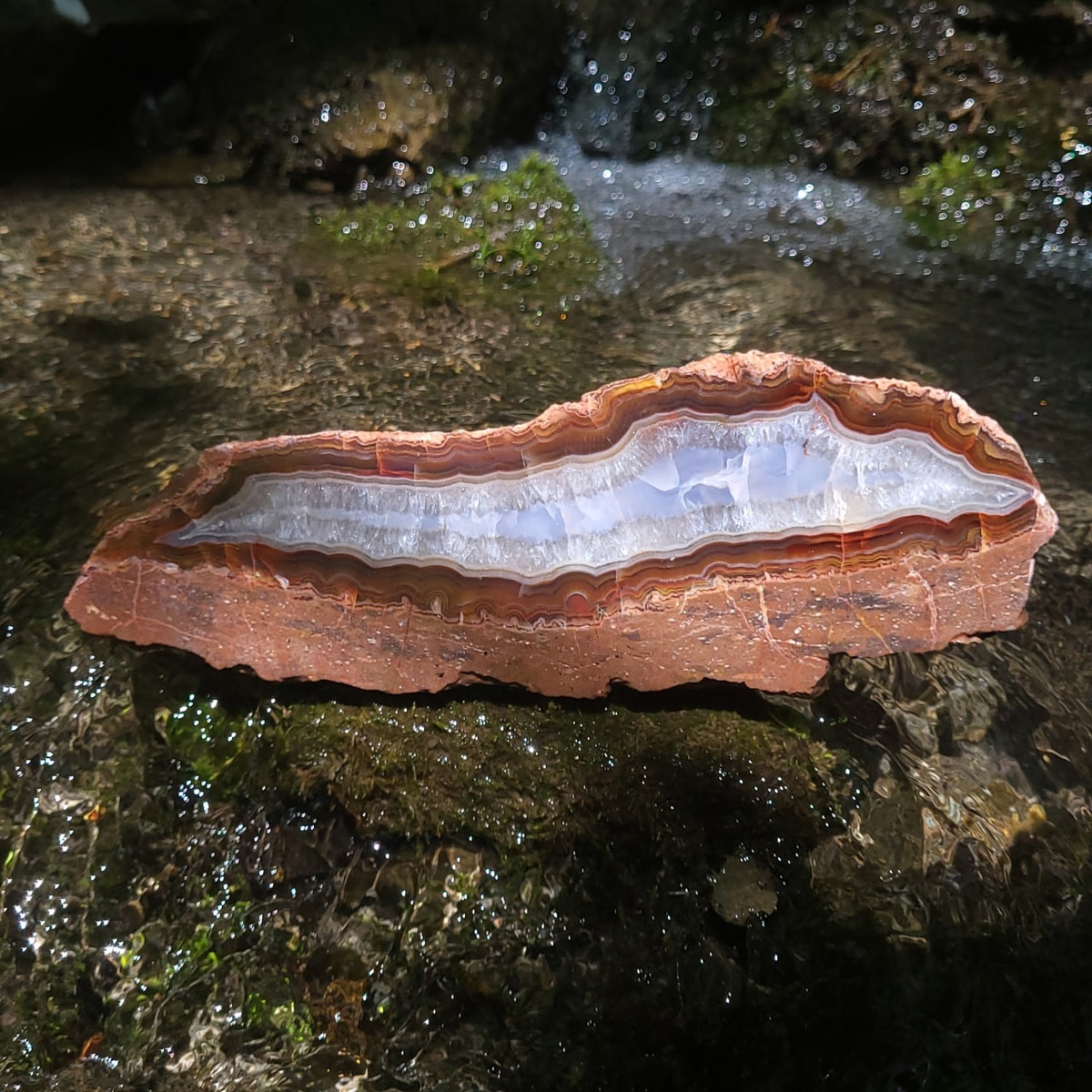 Агат Майского проявления с голубым халцедоном