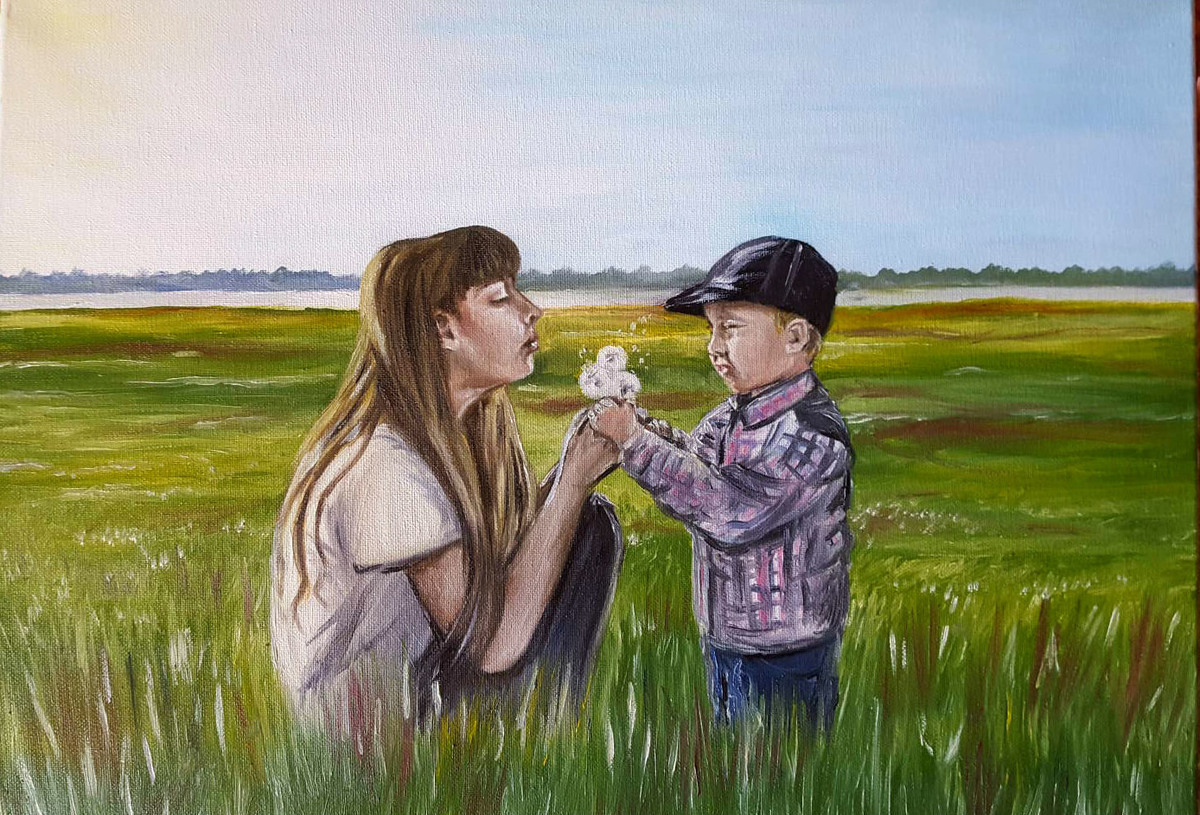 "Так вот ты какой, одуванчик!", Н. Швецова, масло/холст, 40*50см